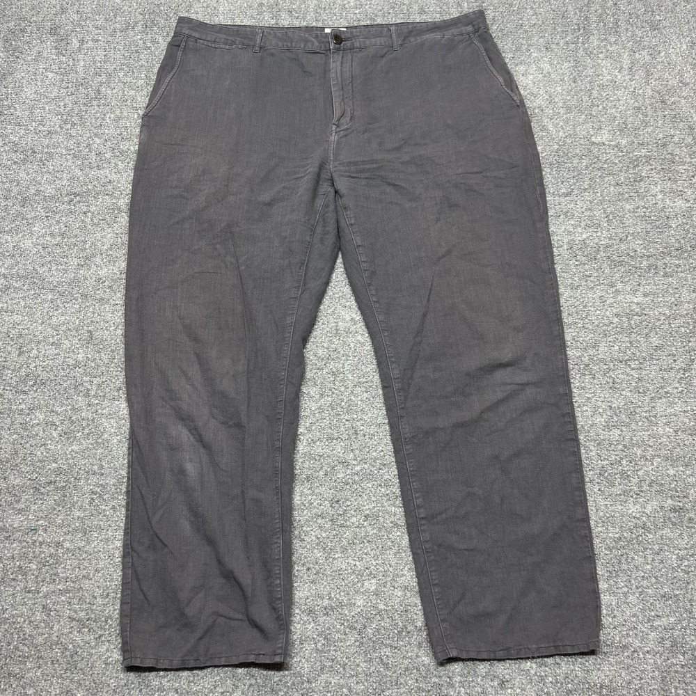 Flint And Tinder Pants Mens 42 Gray Linen Blend Straight Fit Chino Casual